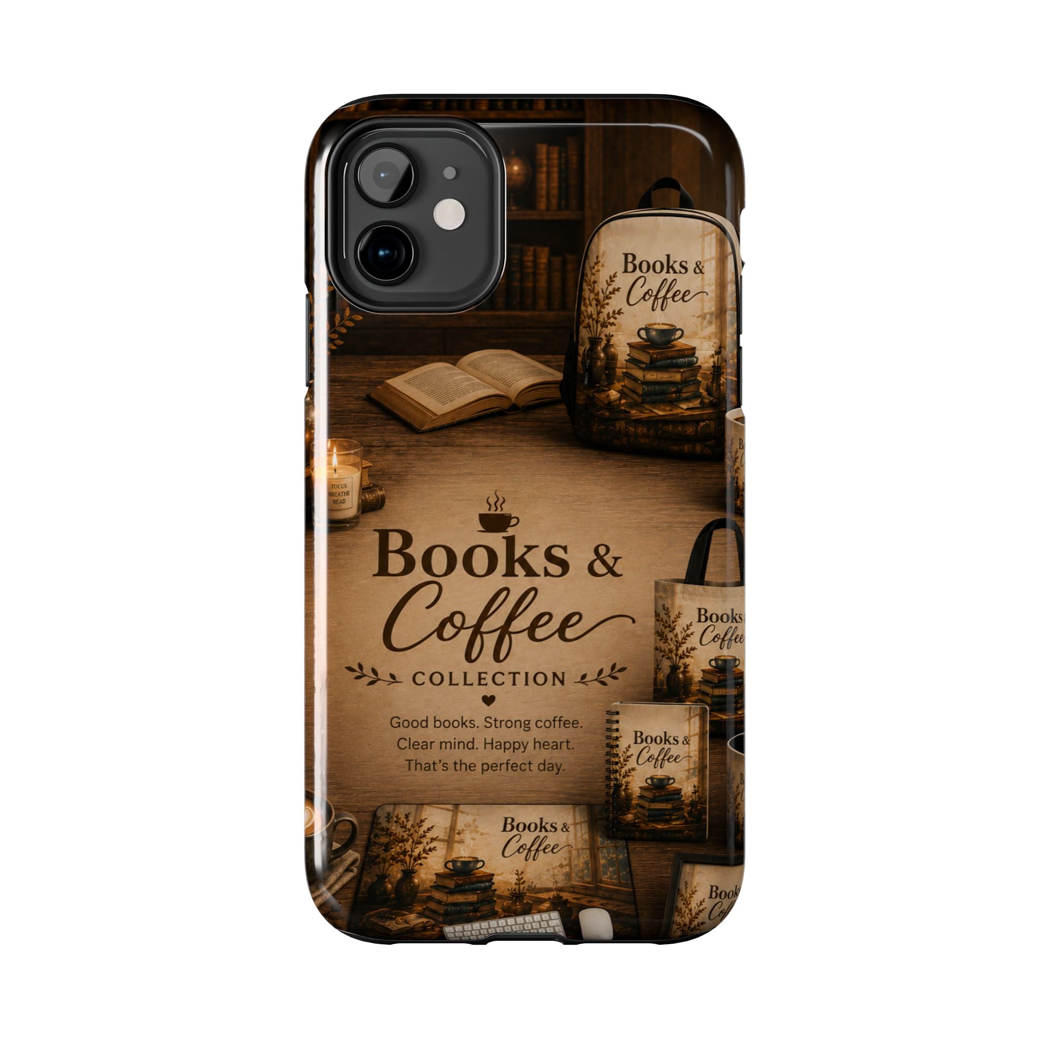 Books & Coffee Tough Phone Case — Cozy Vintage Library Design