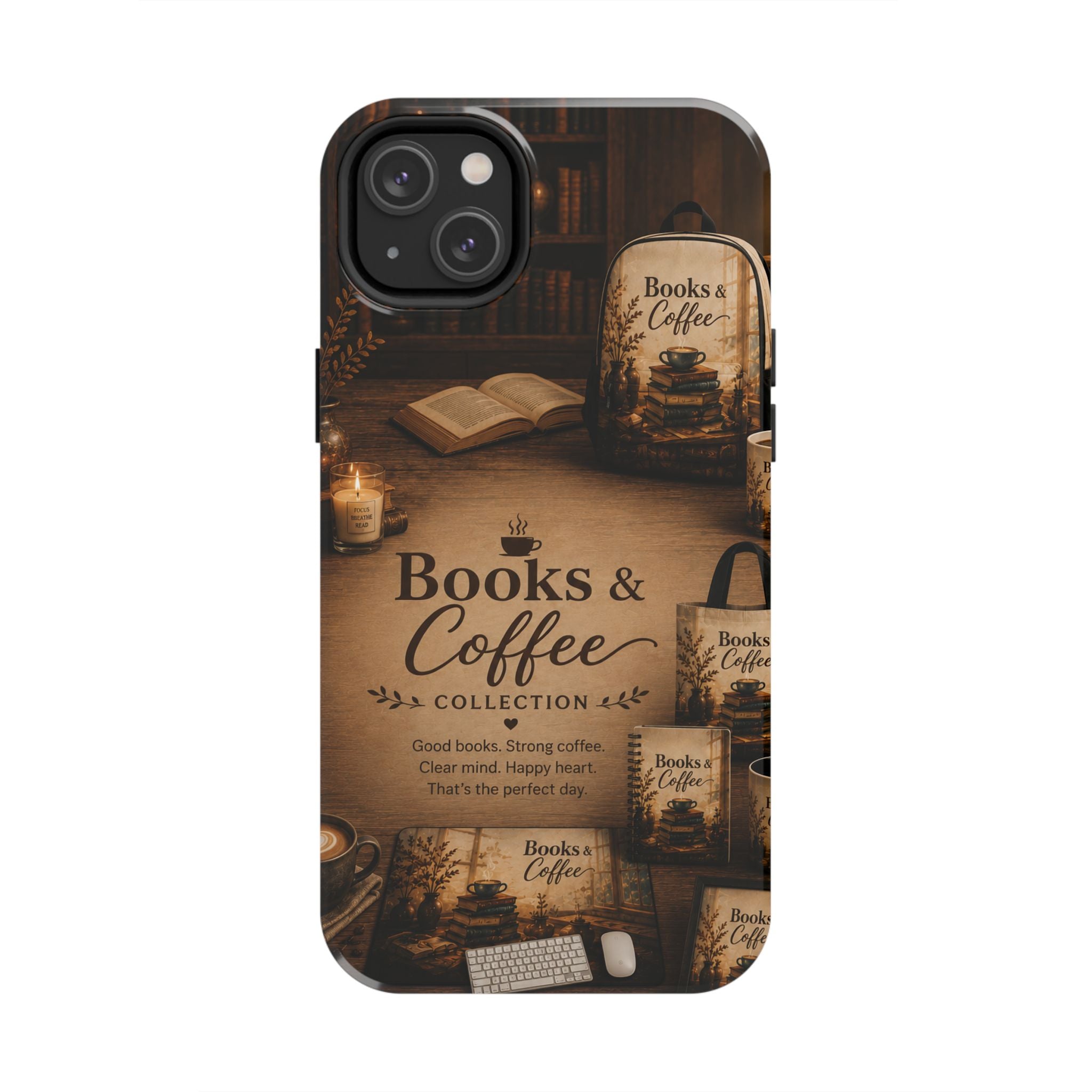 Books & Coffee Tough Phone Case — Cozy Vintage Library Design