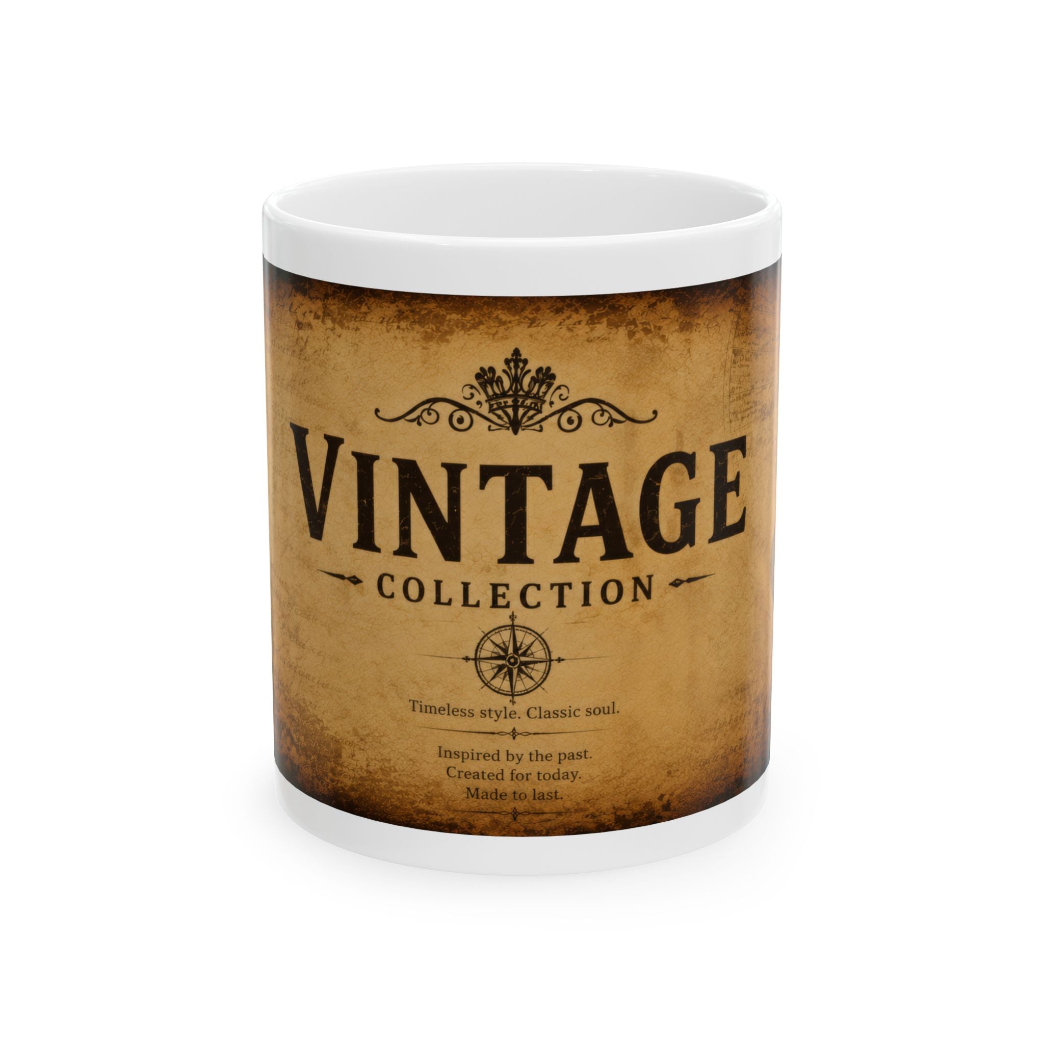 Vintage Collection Ceramic Mug (11oz & 15oz) — Rustic Antique Map Coffee Cup | Planet of Thoughts