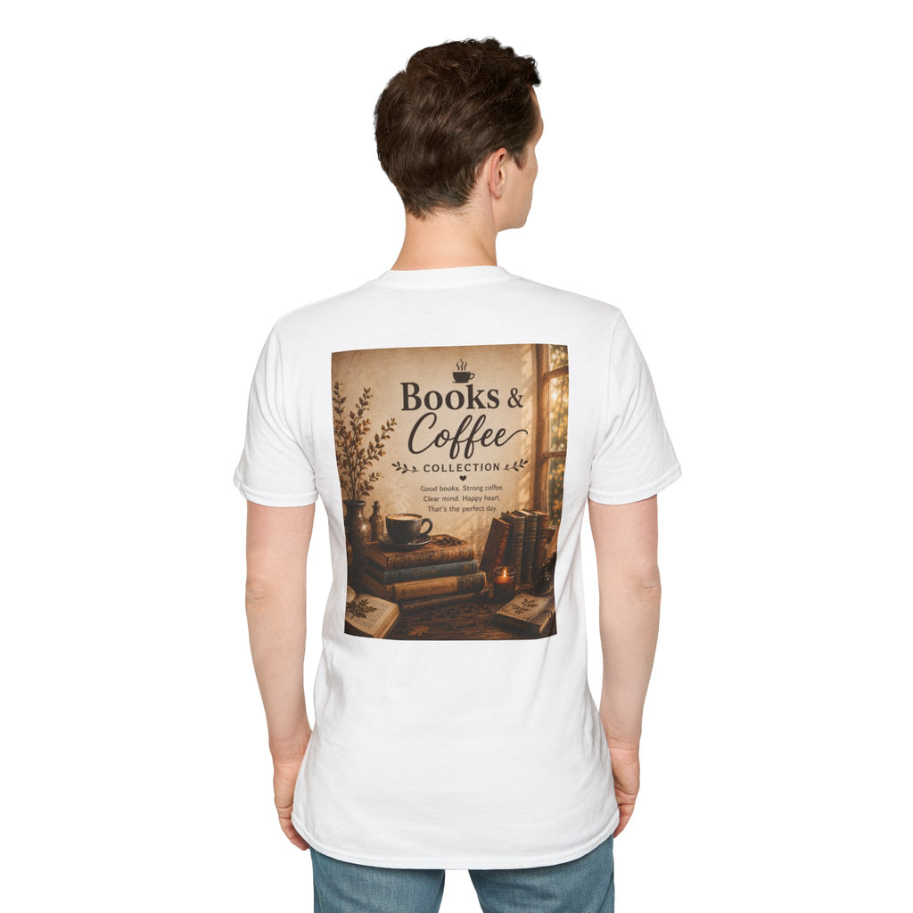 Books & Coffee Graphic T-Shirt — Cozy Reader Vintage Library Tee