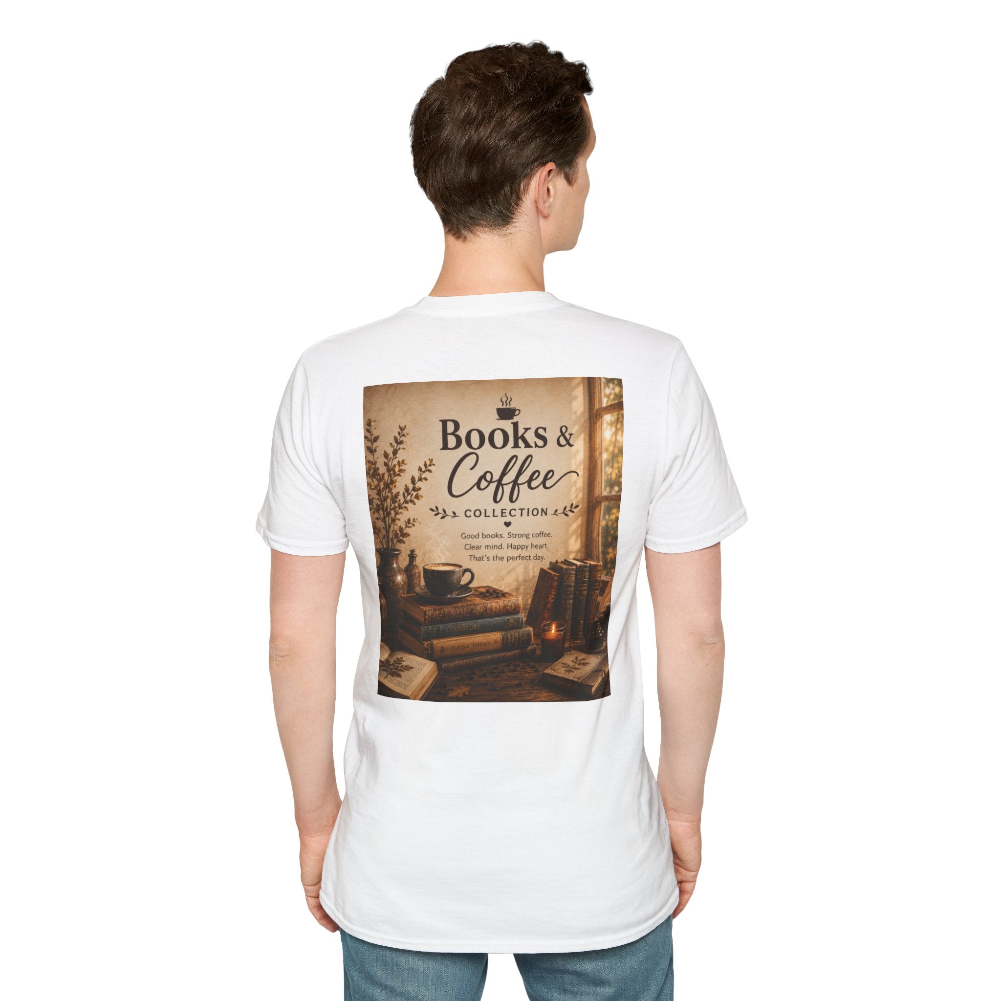 Books & Coffee Graphic T-Shirt — Cozy Reader Vintage Library Tee