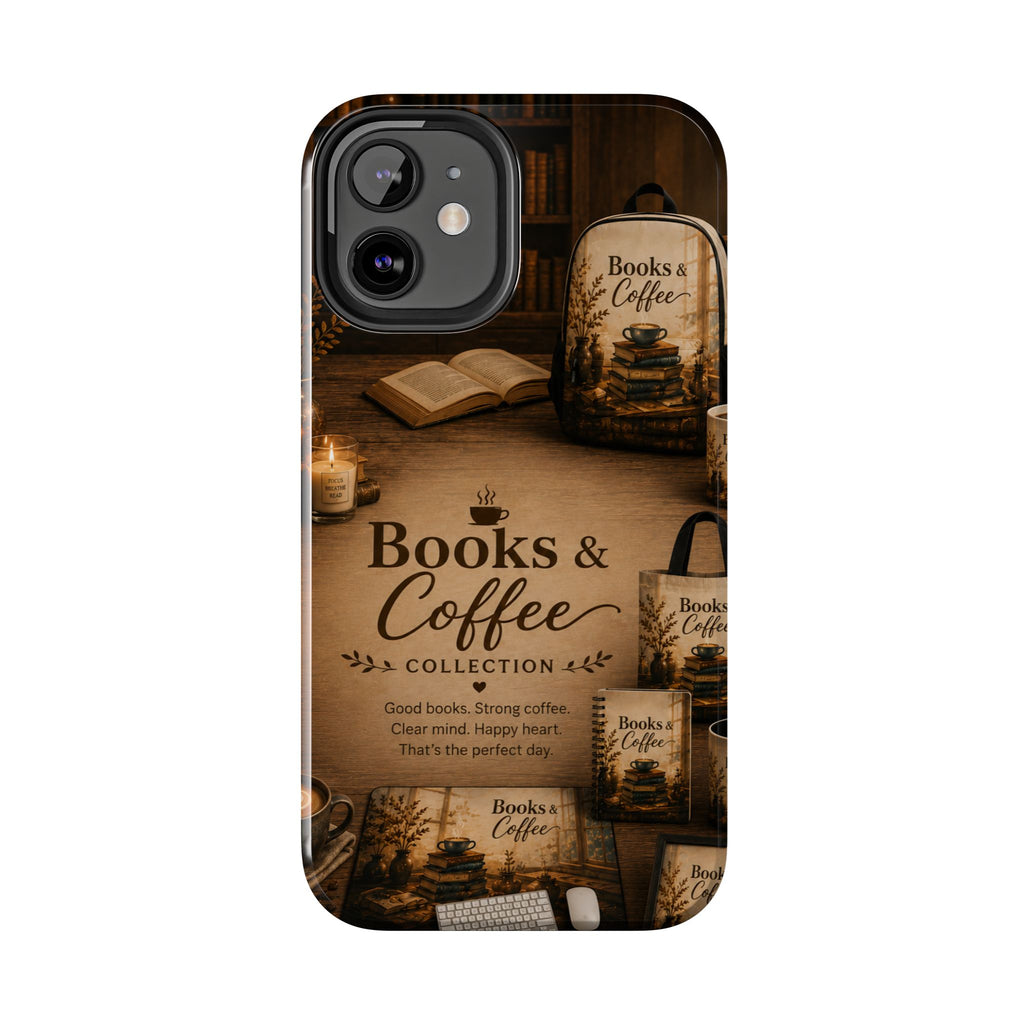 Books & Coffee Tough Phone Case — Cozy Vintage Library Design