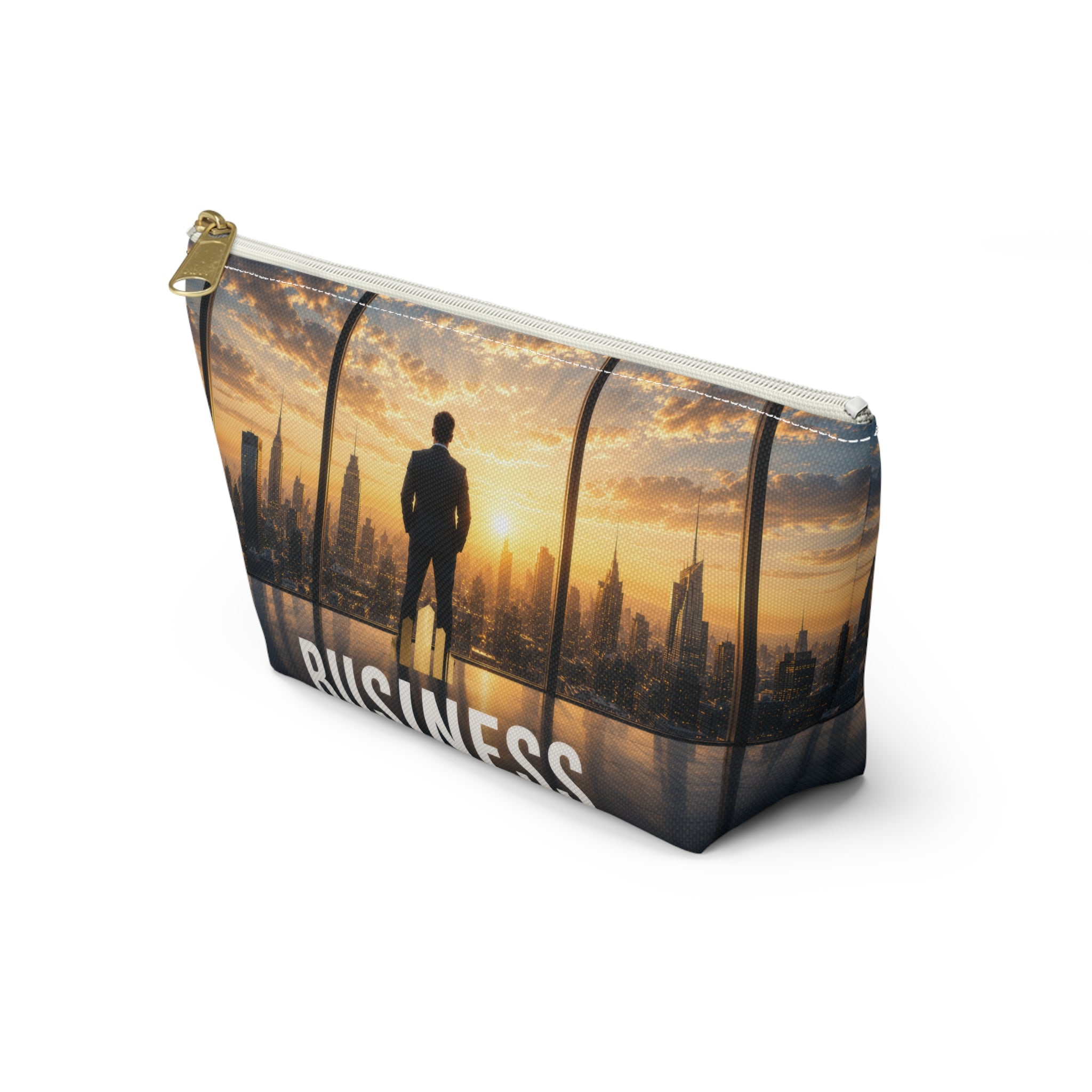 Business Skyline Accessory Pouch — Motivational Travel Makeup & Tech Organizer