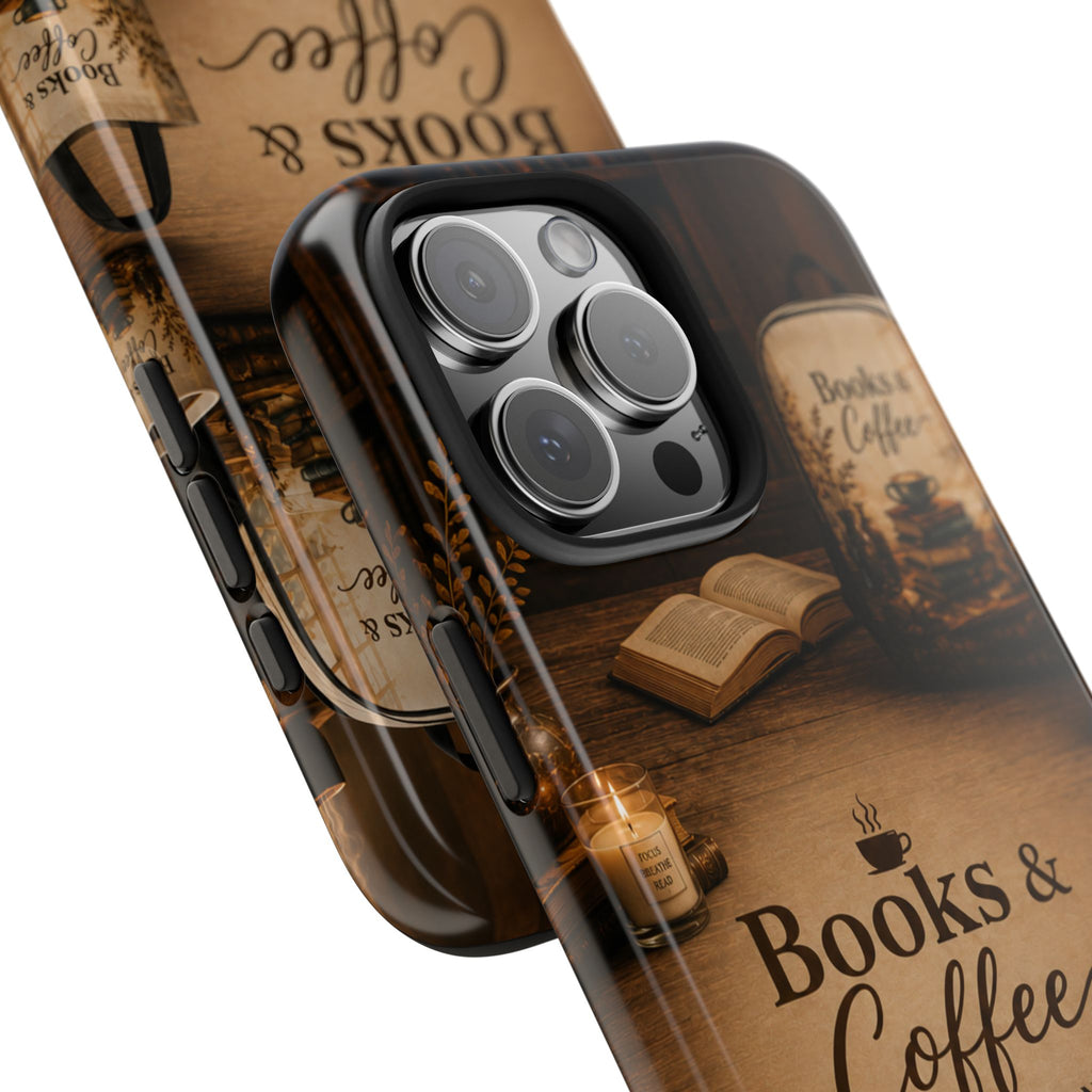 Books & Coffee Tough Phone Case — Cozy Vintage Library Design