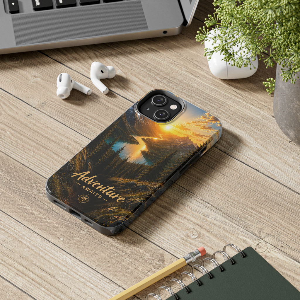 Adventure Awaits Phone Case — Scenic Mountain Landscape Protective Case