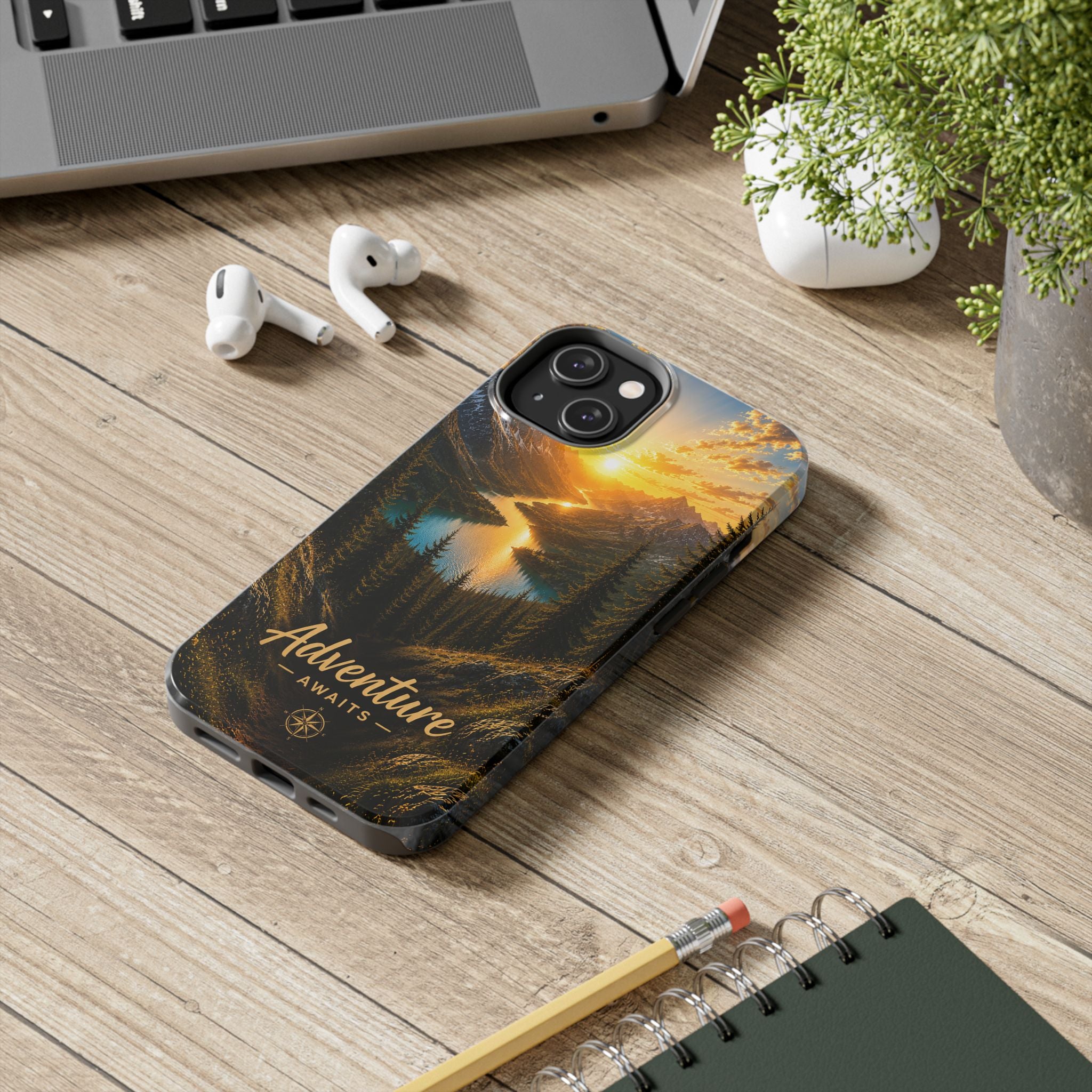 Adventure Awaits Phone Case — Scenic Mountain Landscape Protective Case