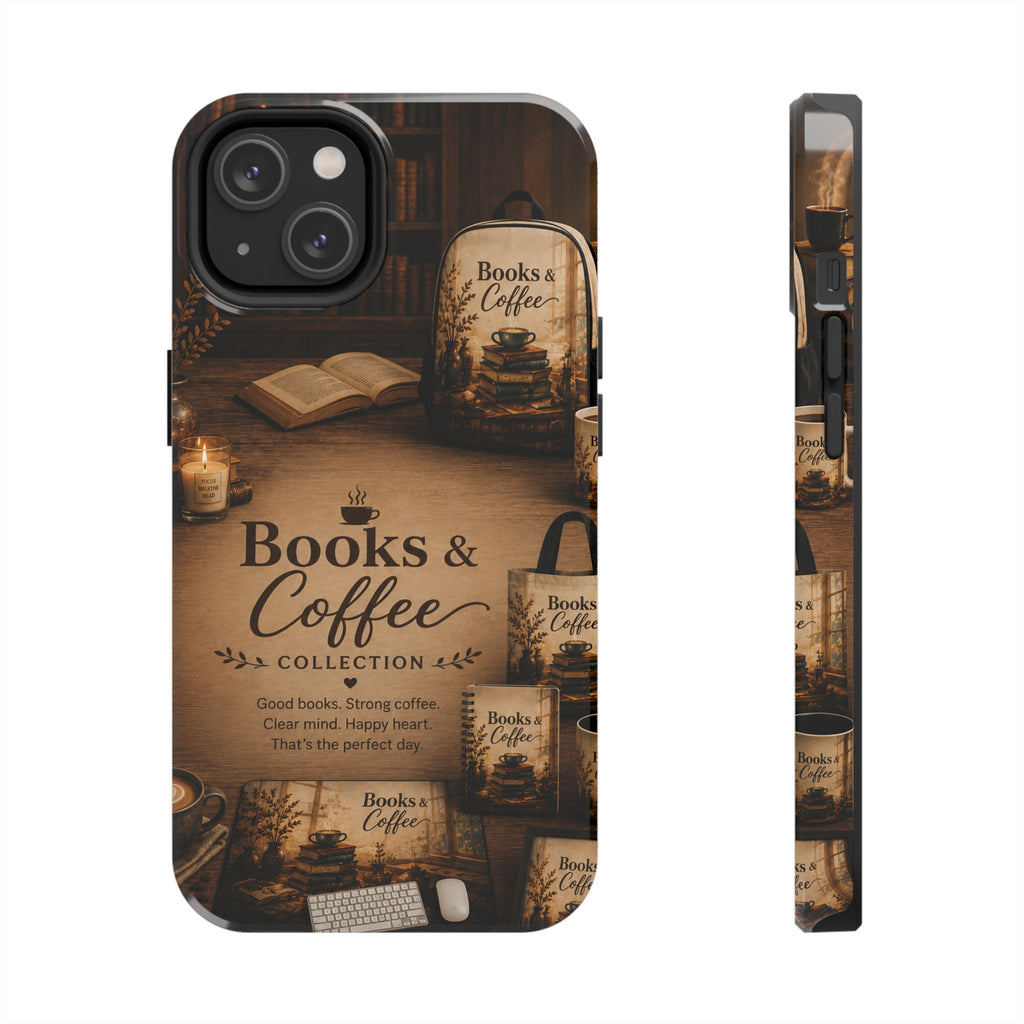 Books & Coffee Tough Phone Case — Cozy Vintage Library Design