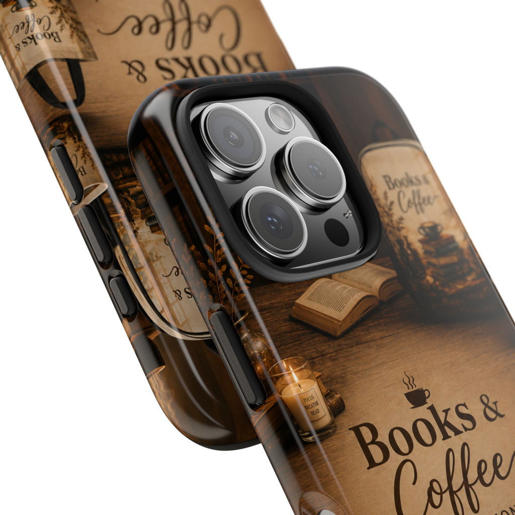 Books & Coffee Tough Phone Case — Cozy Vintage Library Design