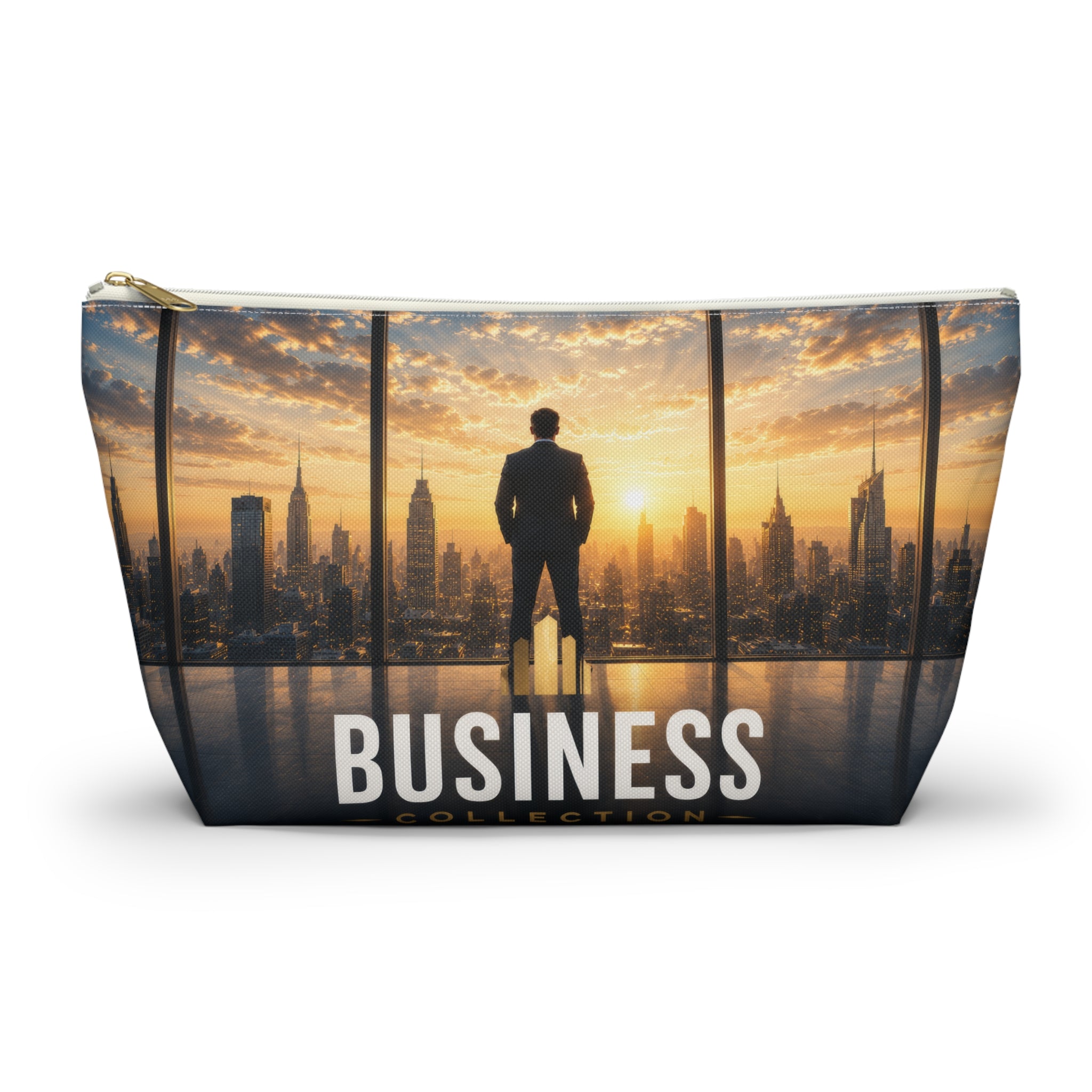 Business Skyline Accessory Pouch — Motivational Travel Makeup & Tech Organizer