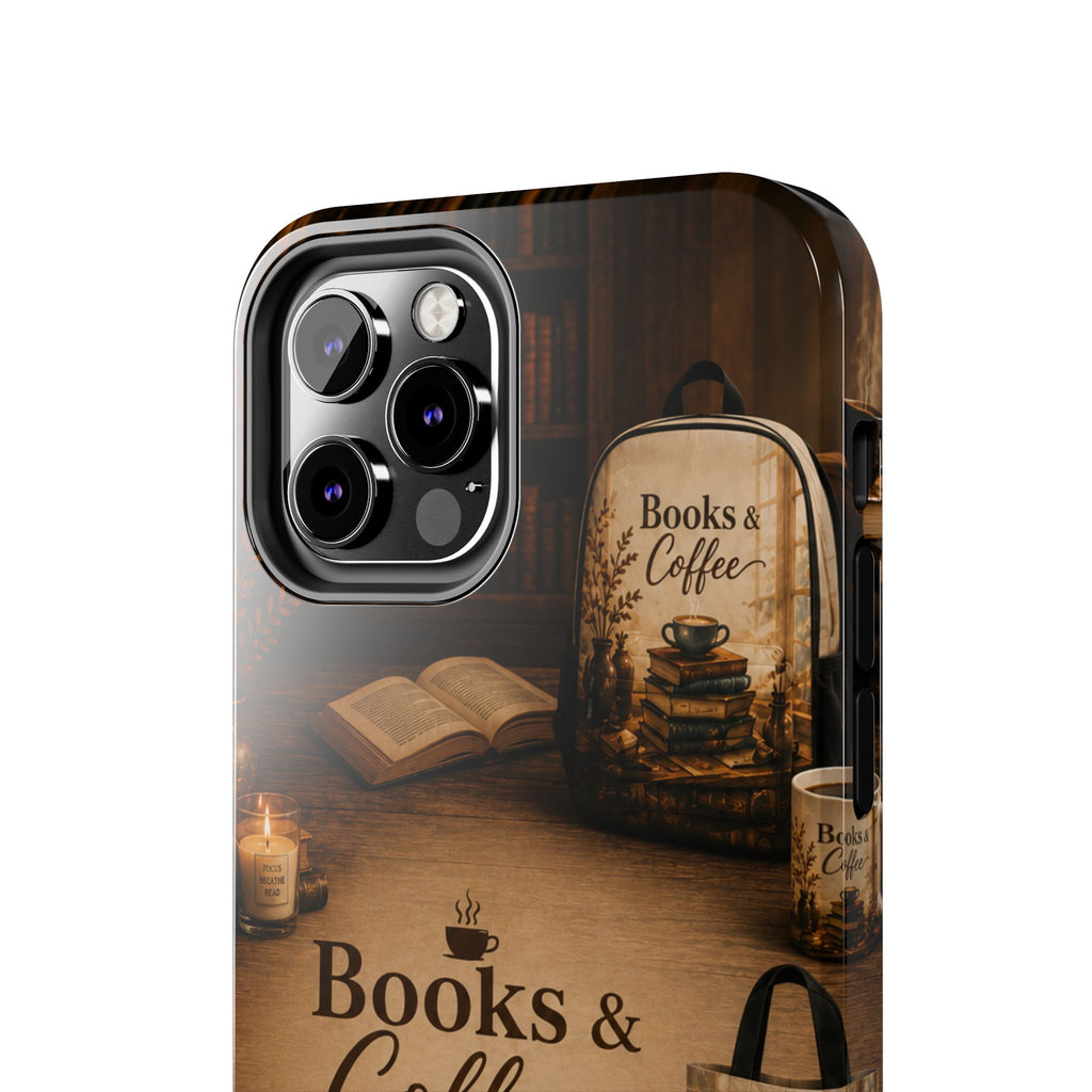Books & Coffee Tough Phone Case — Cozy Vintage Library Design