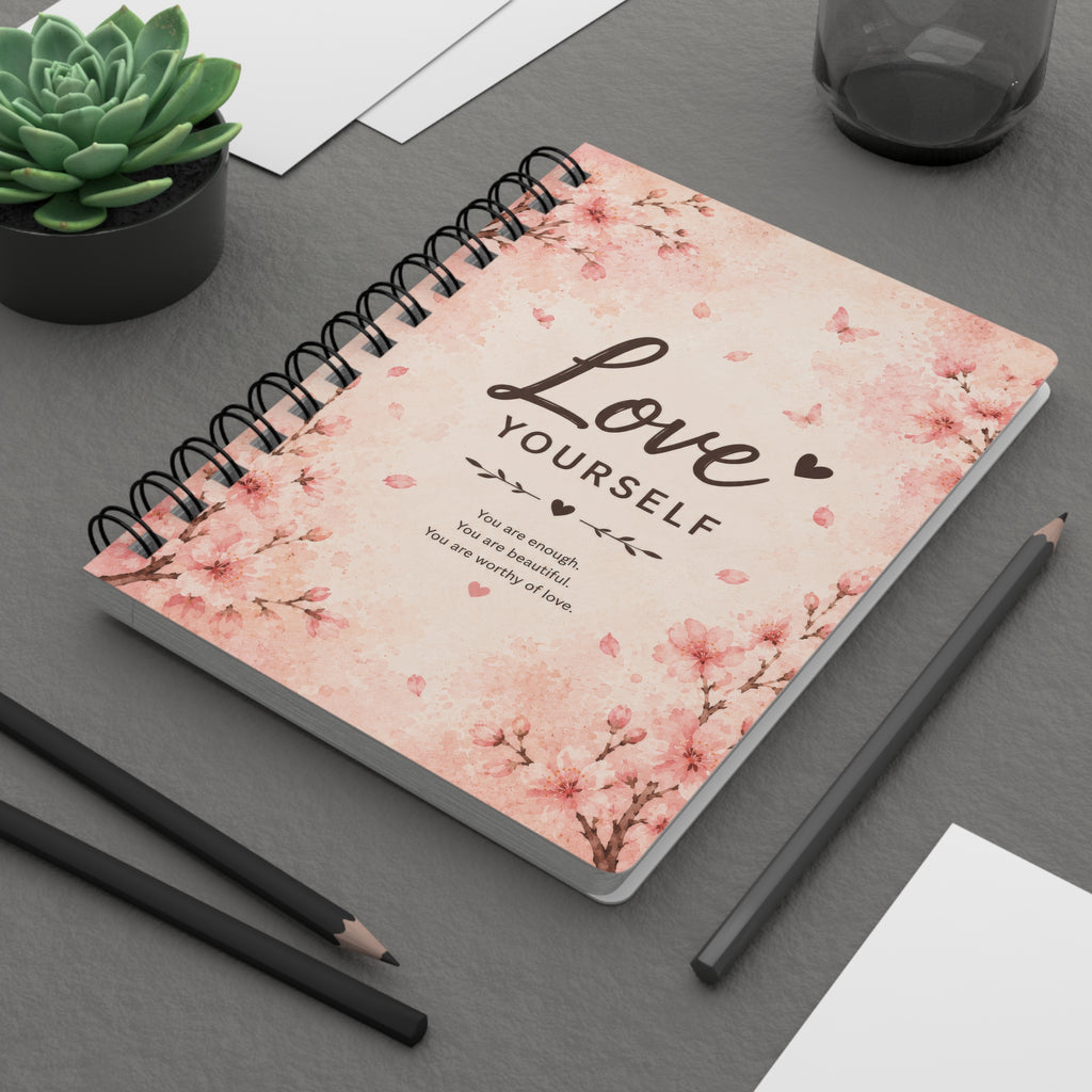 Love Yourself Spiral Journal — Floral Self‑Care Notebook