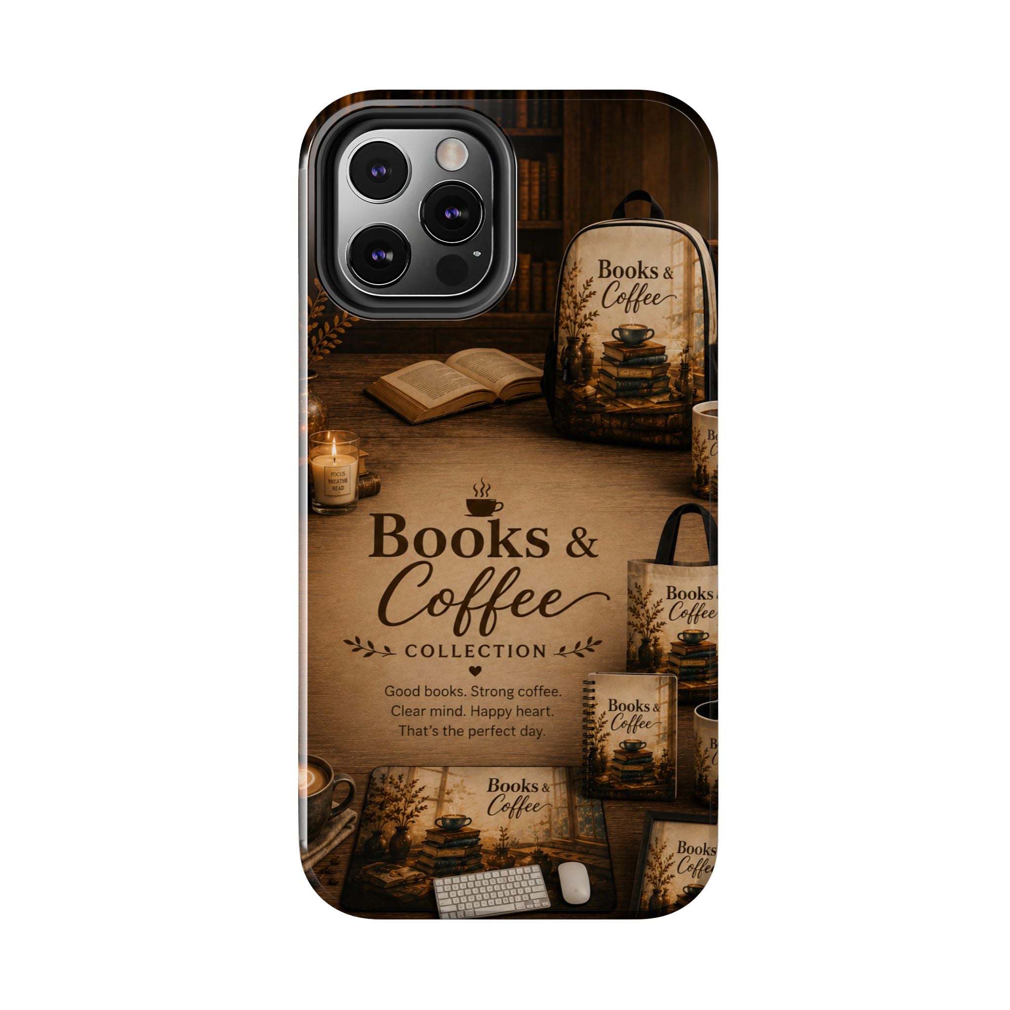 Books & Coffee Tough Phone Case — Cozy Vintage Library Design