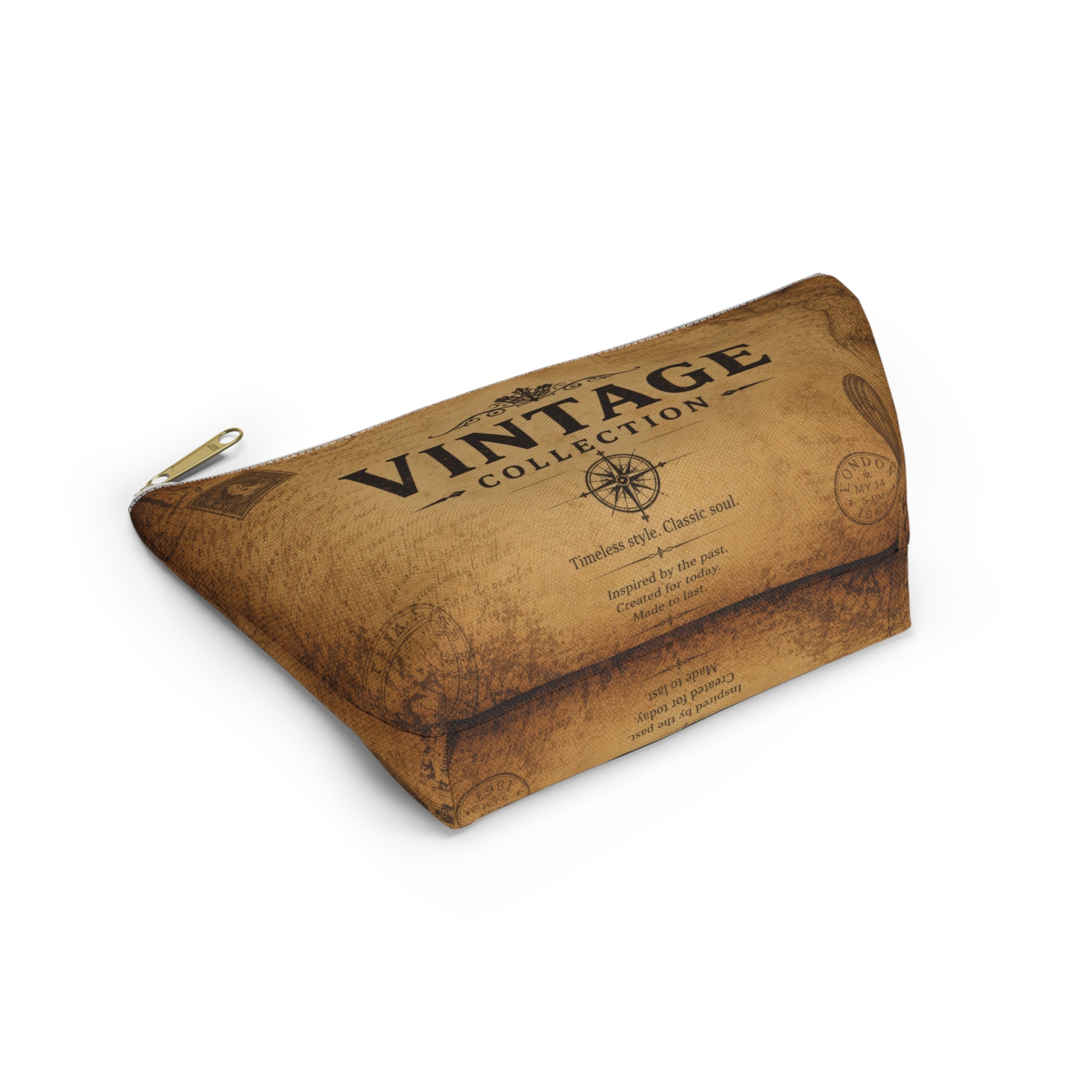 Vintage Collection Accessory Pouch — Retro Map Travel Cosmetic Bag