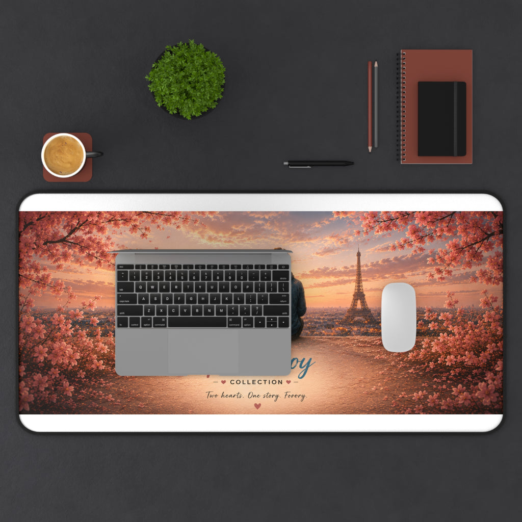 Girl & Boy Desk Mat — 'Romantic Paris ' Couple Sunset Mousepad