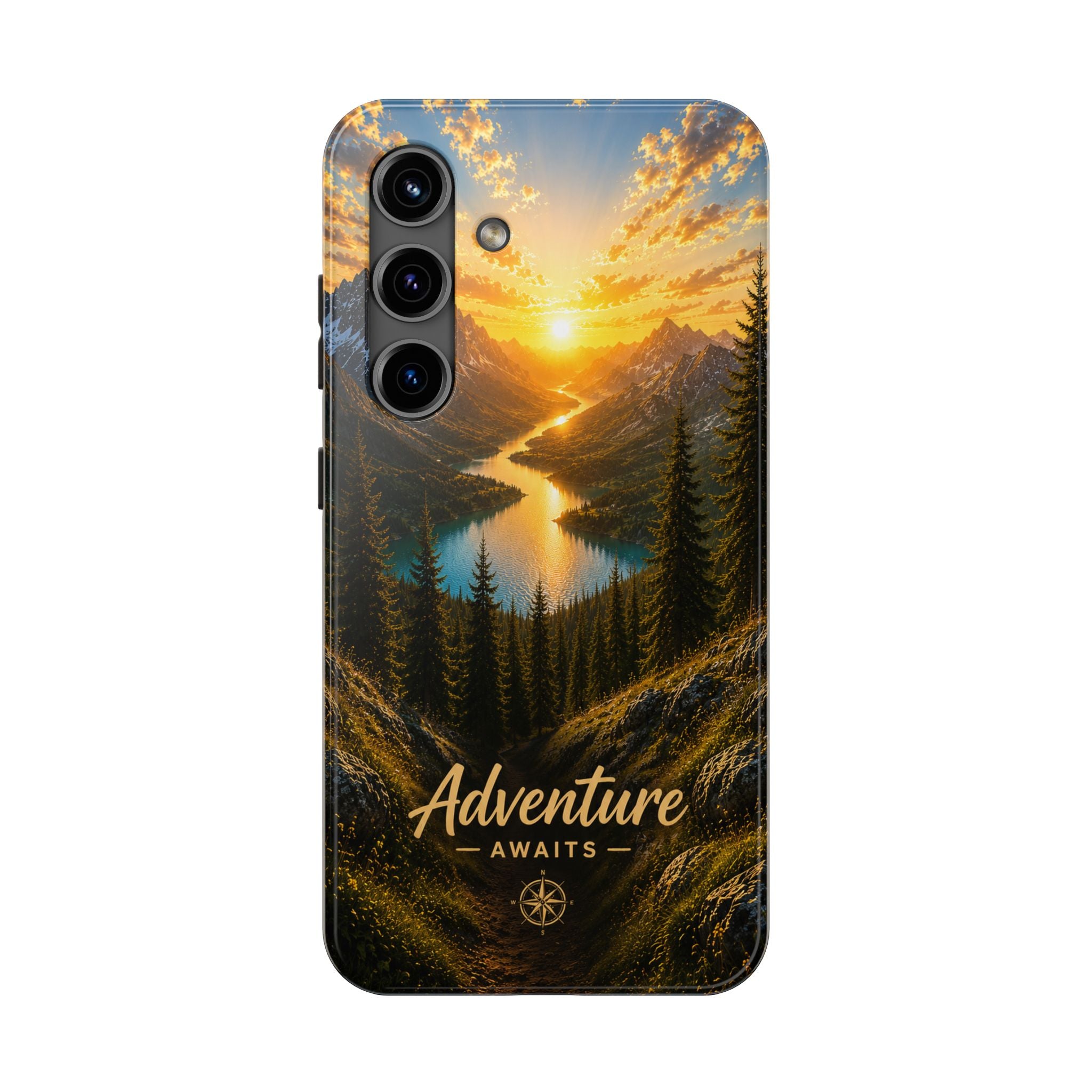 Adventure Awaits Phone Case — Scenic Mountain Landscape Protective Case