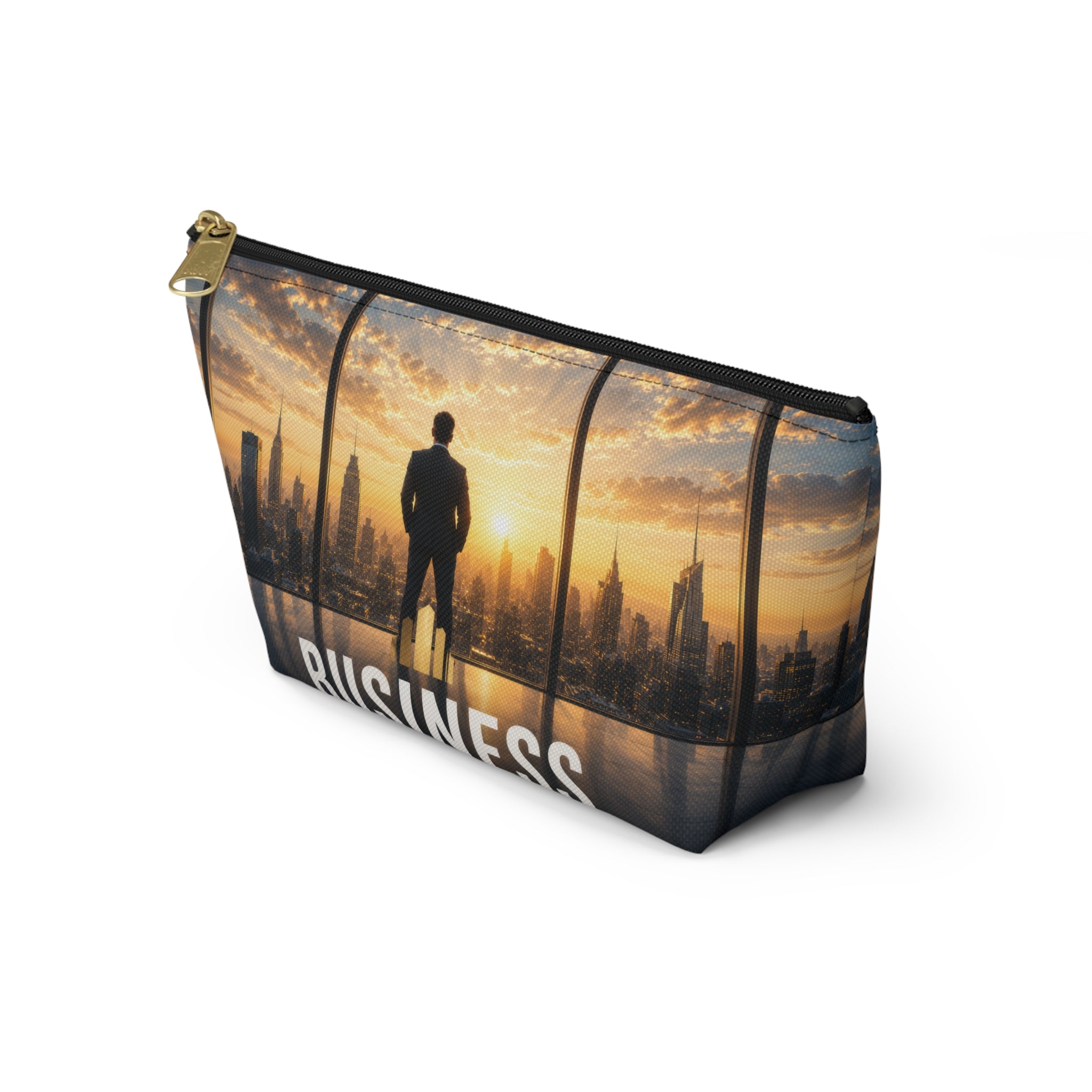 Business Skyline Accessory Pouch — Motivational Travel Makeup & Tech Organizer