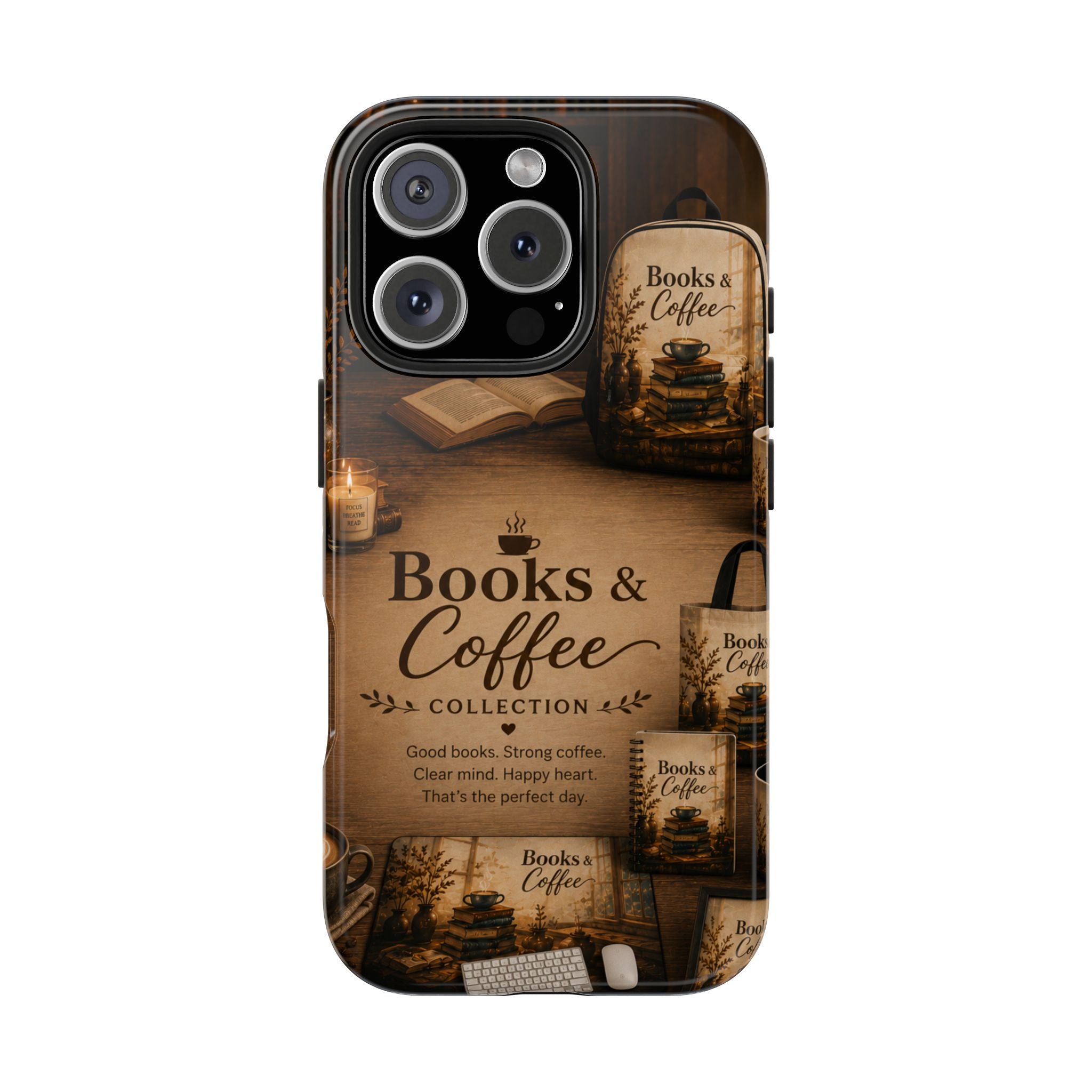 Books & Coffee Tough Phone Case — Cozy Vintage Library Design