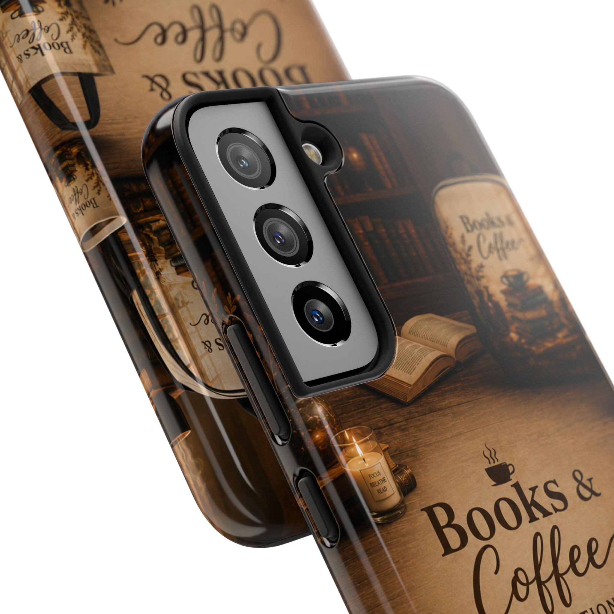 Books & Coffee Tough Phone Case — Cozy Vintage Library Design