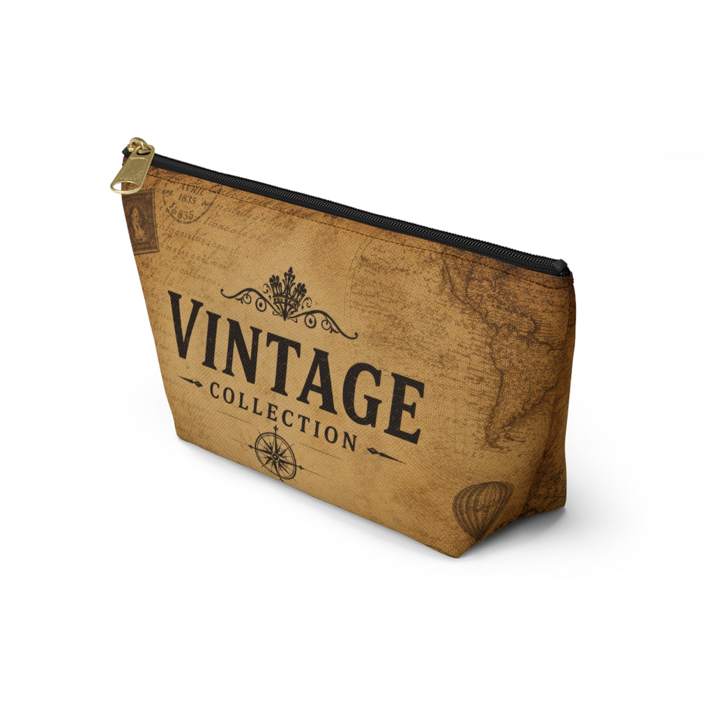 Vintage Collection Accessory Pouch — Retro Map Travel Cosmetic Bag