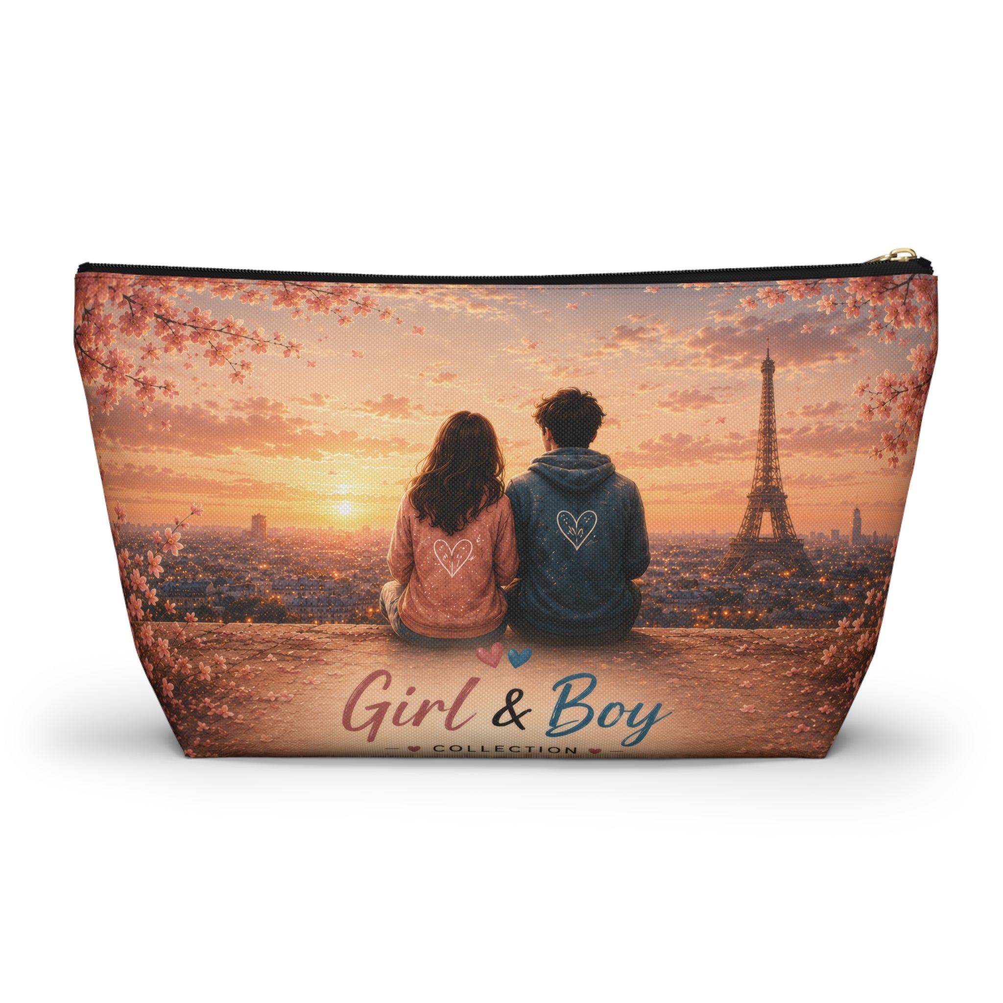 Girl & Boy Paris Sunset Cosmetic Bag Accessory Pouch
