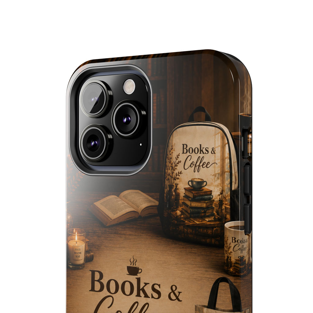 Books & Coffee Tough Phone Case — Cozy Vintage Library Design