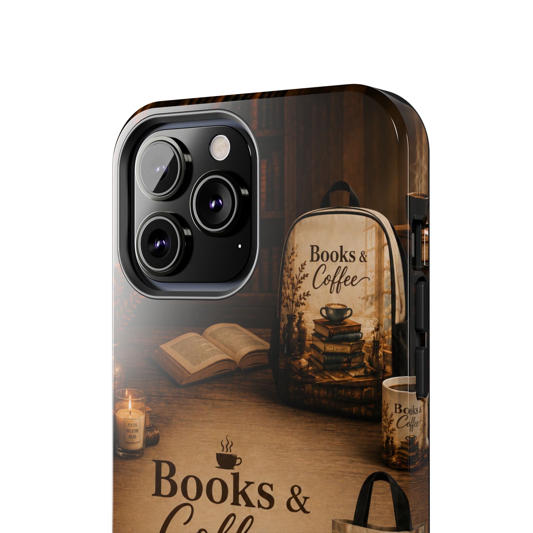 Books & Coffee Tough Phone Case — Cozy Vintage Library Design