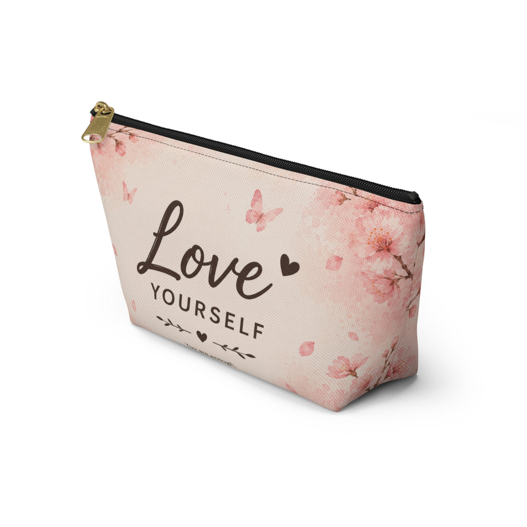Love Yourself Floral Accessory Pouch