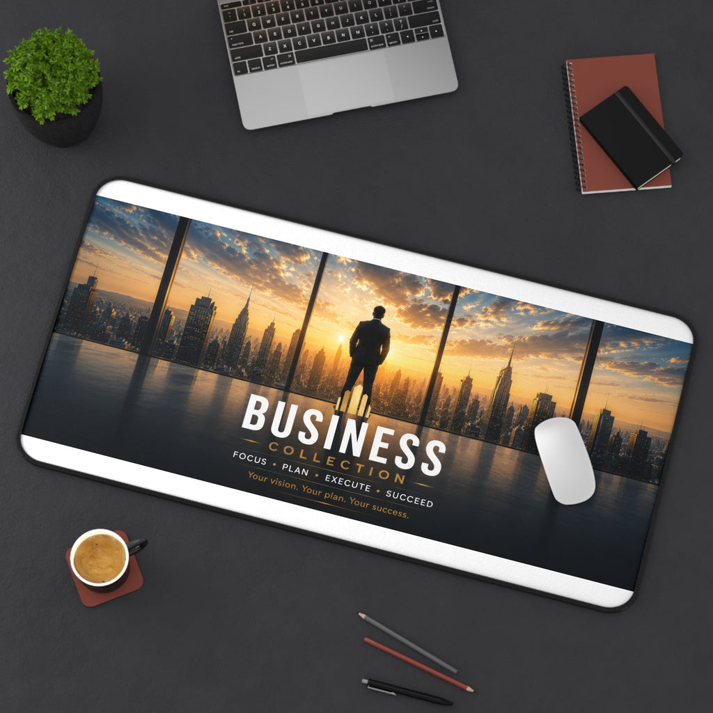 Business Collection Desk Mat — Motivational Office Mouse Pad with ‘Business Collection: Focus • Plan • Execute • Succeed’