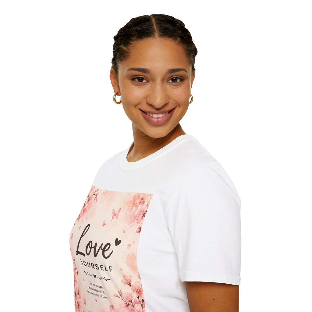 Love Yourself T-Shirt — Pink Floral Self-Love Tee
