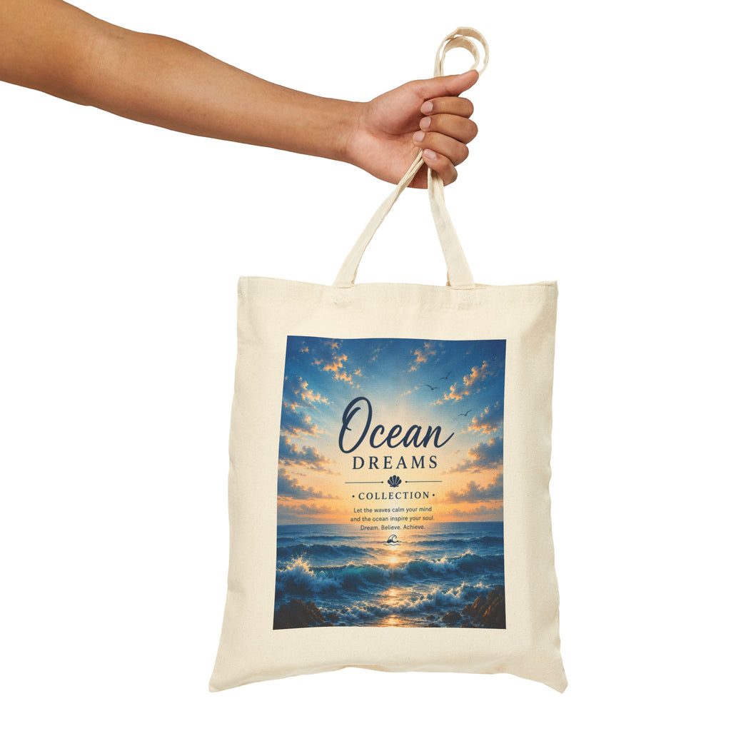 Ocean Dreams Canvas Tote - Beach Sunset Graphic Cotton Bag