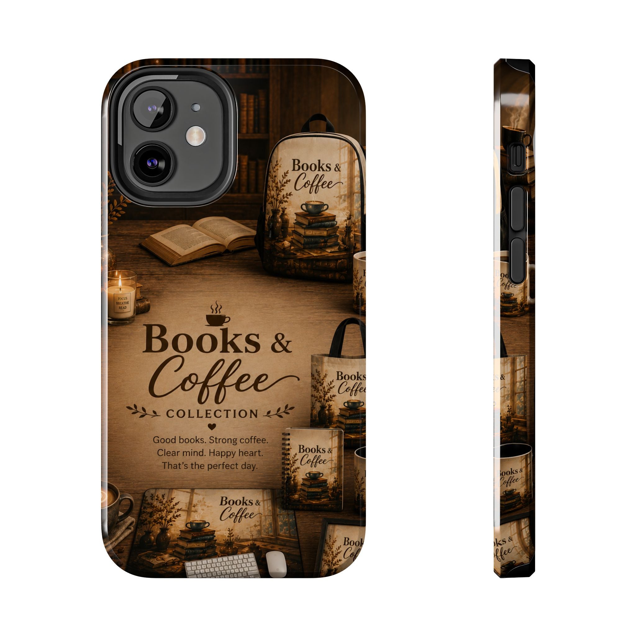 Books & Coffee Tough Phone Case — Cozy Vintage Library Design