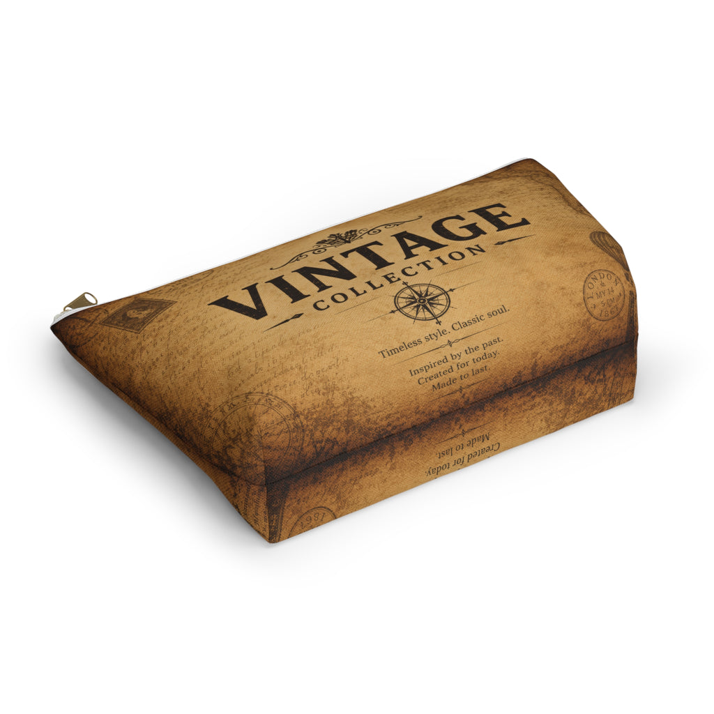 Vintage Collection Accessory Pouch — Retro Map Travel Cosmetic Bag