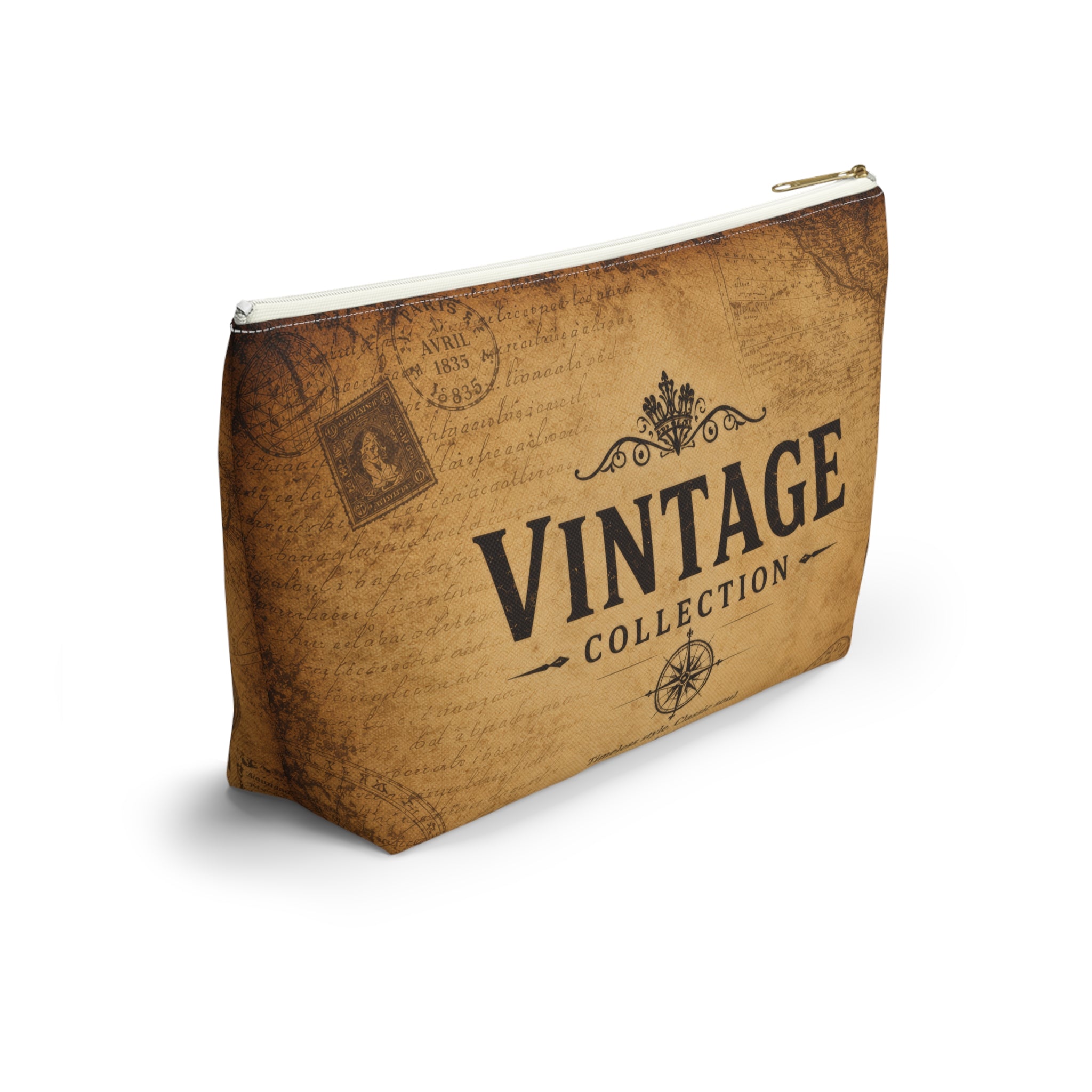 Vintage Collection Accessory Pouch — Retro Map Travel Cosmetic Bag