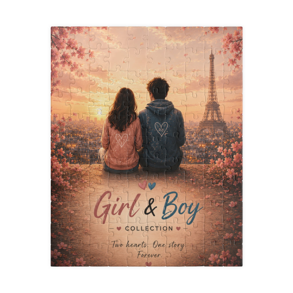Girl & Boy Jigsaw Puzzle — 'Romantic Paris Couple' Sunset 252/520/1014-Piece