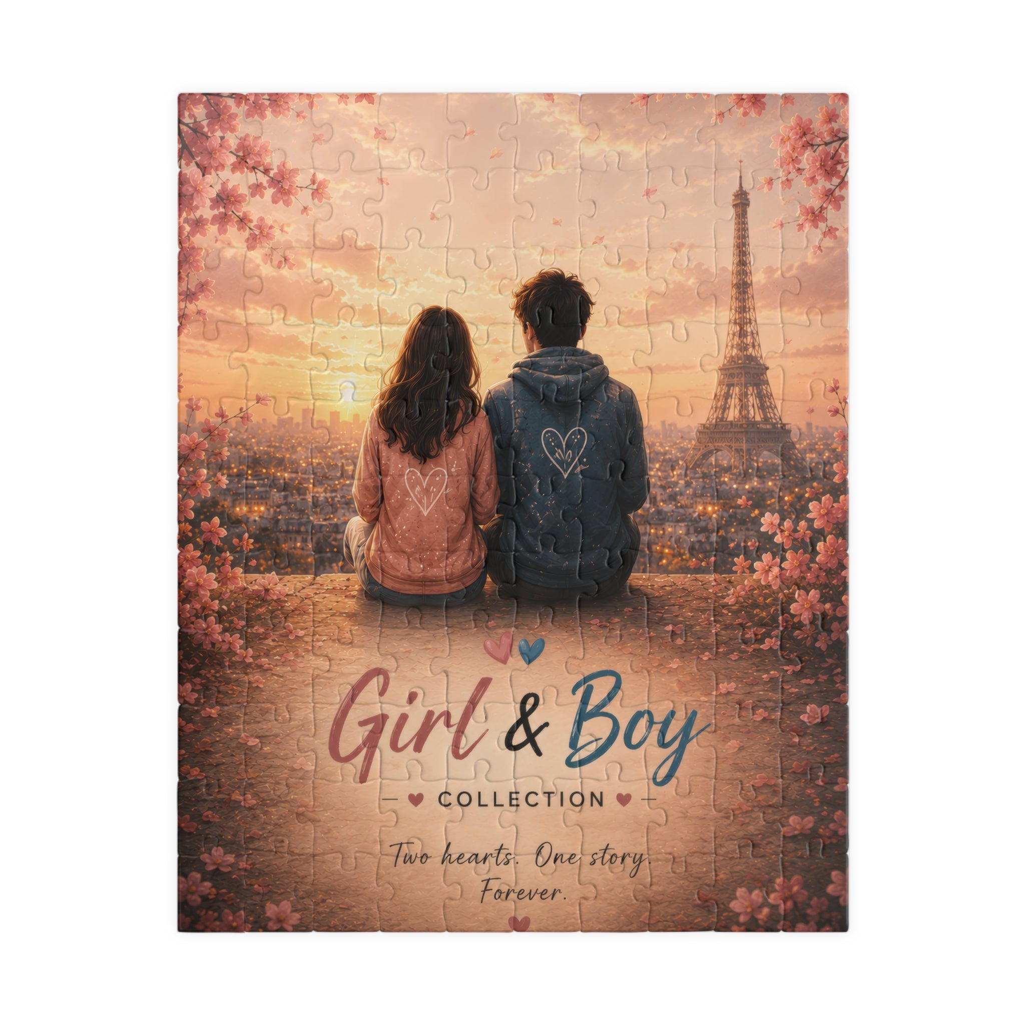 Girl & Boy Jigsaw Puzzle — 'Romantic Paris Couple' Sunset 252/520/1014-Piece