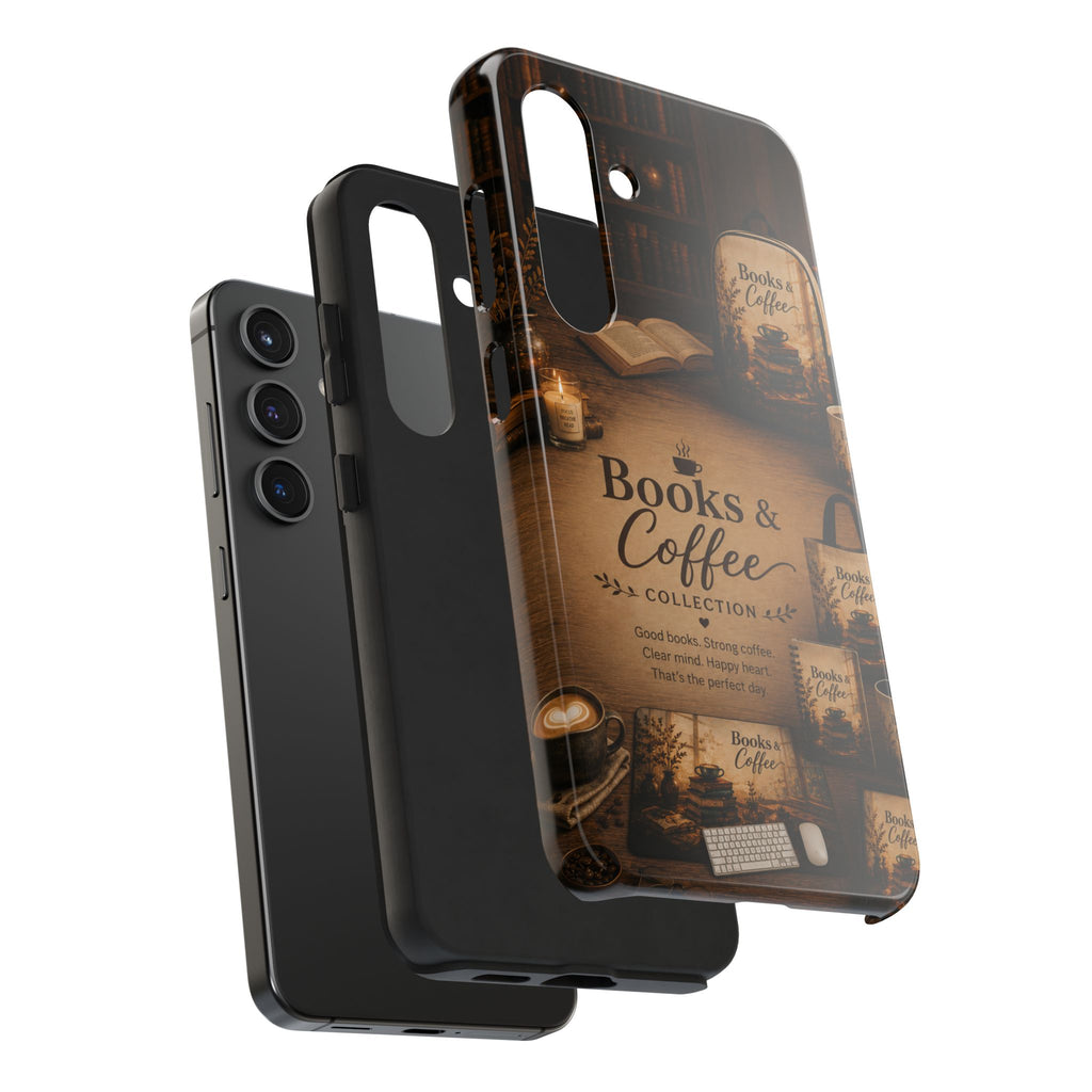 Books & Coffee Tough Phone Case — Cozy Vintage Library Design