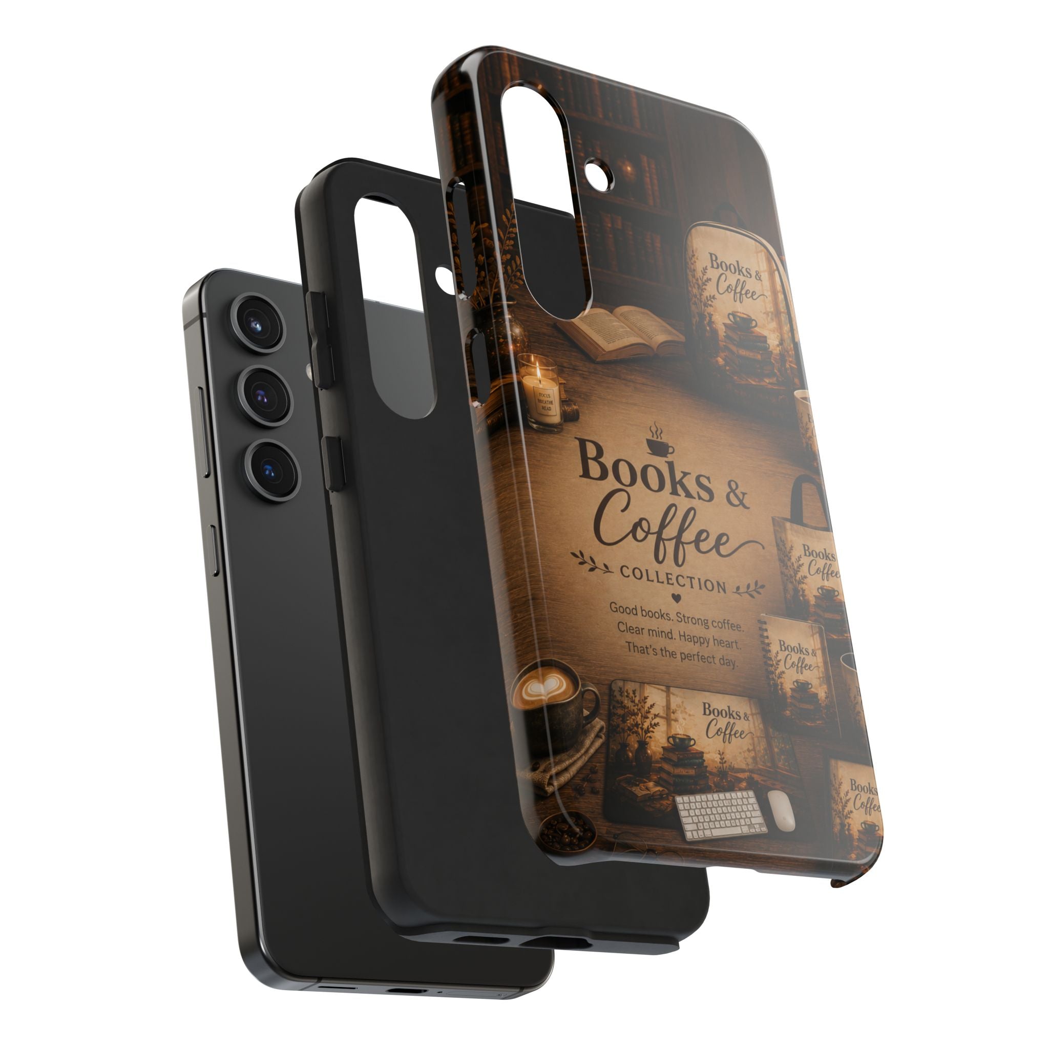 Books & Coffee Tough Phone Case — Cozy Vintage Library Design