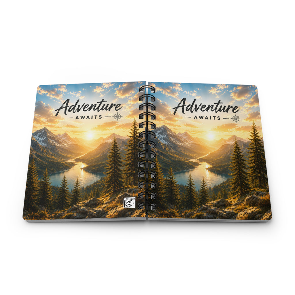 Adventure Awaits Spiral Journal — Mountain Lake Travel Notebook