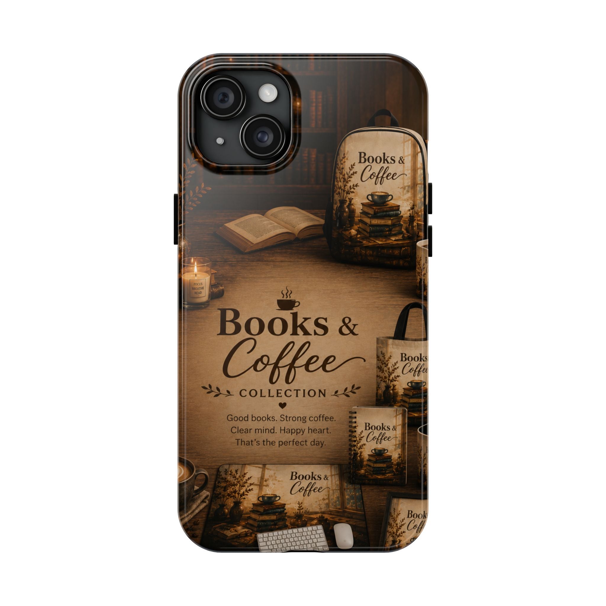 Books & Coffee Tough Phone Case — Cozy Vintage Library Design