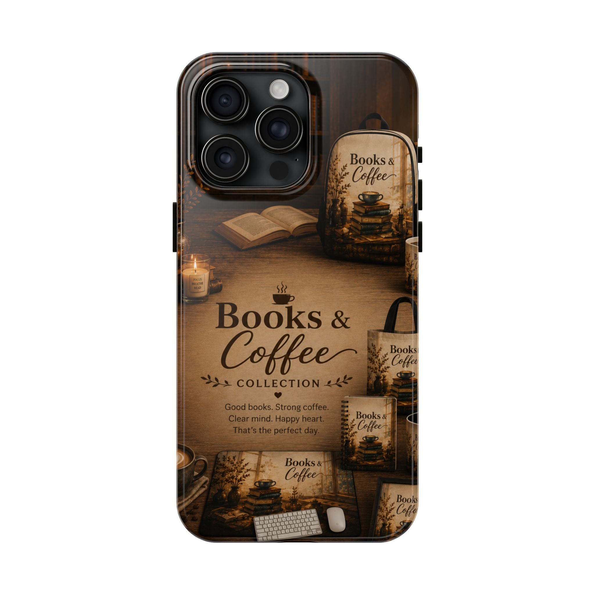 Books & Coffee Tough Phone Case — Cozy Vintage Library Design