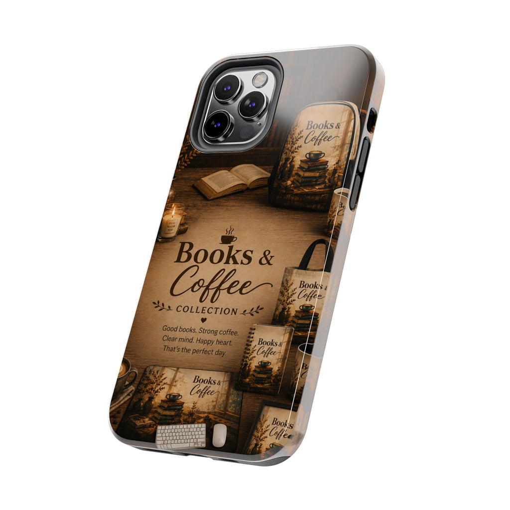 Books & Coffee Tough Phone Case — Cozy Vintage Library Design