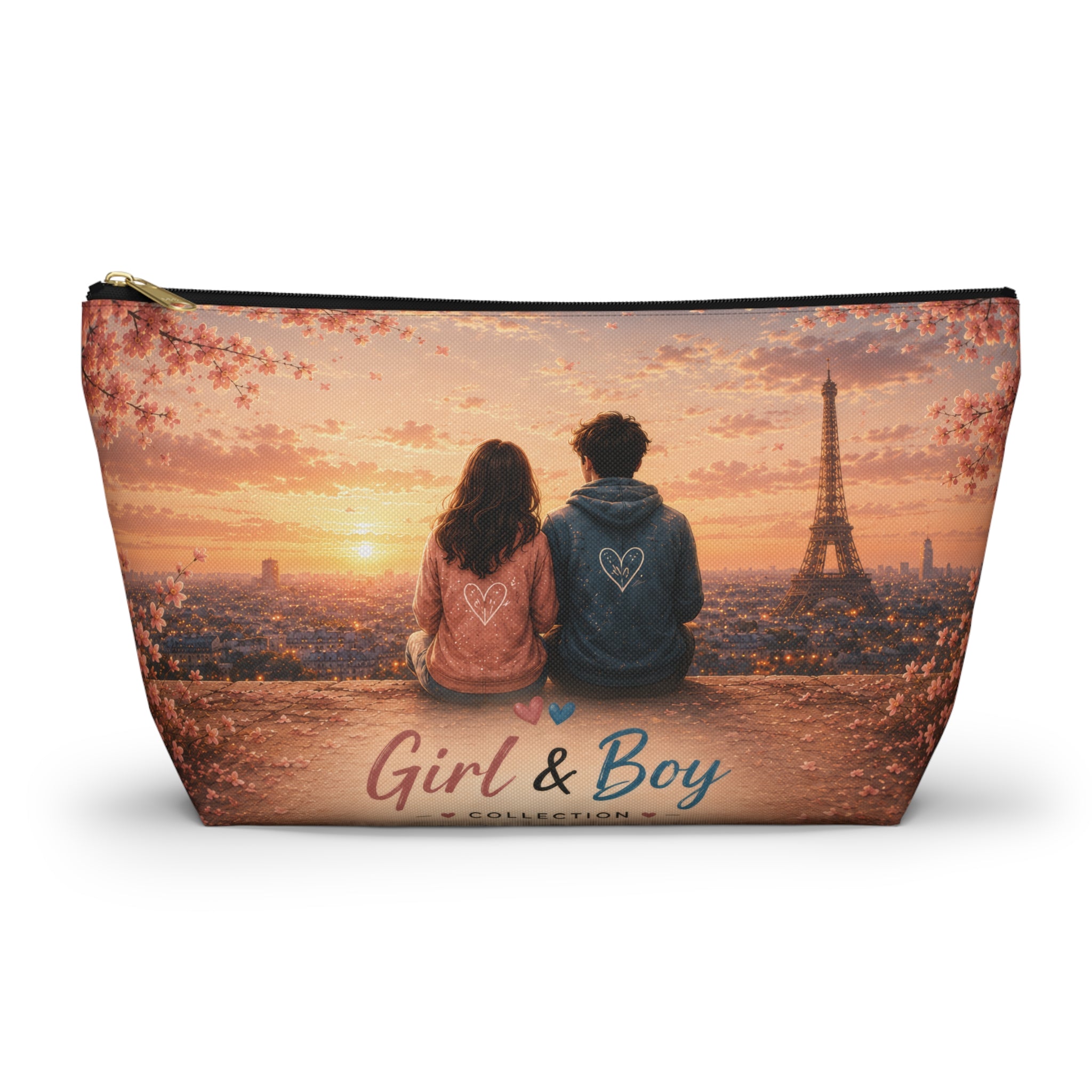 Girl & Boy Paris Sunset Cosmetic Bag Accessory Pouch
