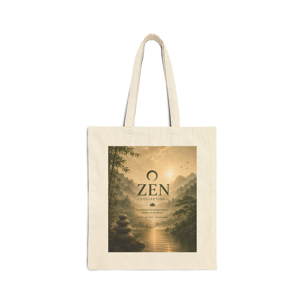 Zen Collection Canvas Tote Bag — Serene Mountain & River Meditation Design