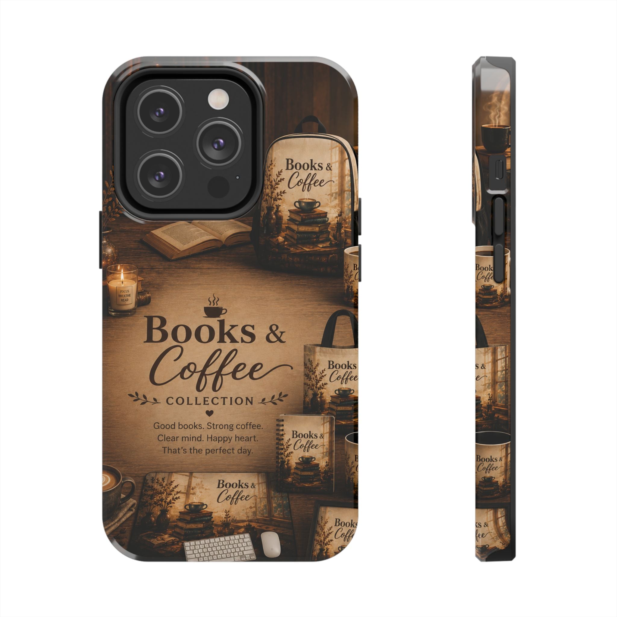 Books & Coffee Tough Phone Case — Cozy Vintage Library Design