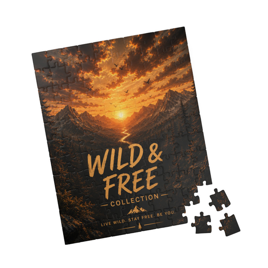 Wild & Free Sunset Mountain Puzzle — Scenic Landscape Jigsaw (110–1014 pcs)