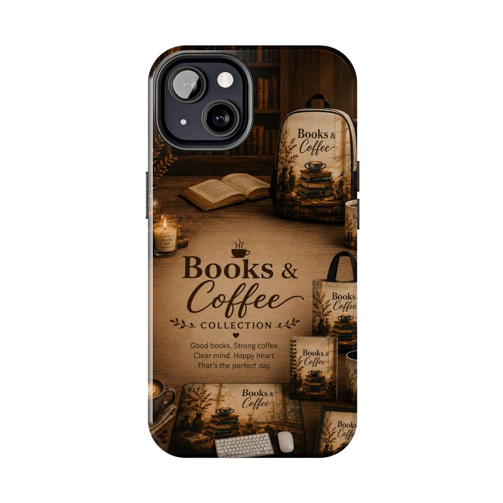 Books & Coffee Tough Phone Case — Cozy Vintage Library Design