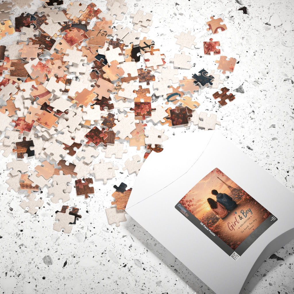 Girl & Boy Jigsaw Puzzle — 'Romantic Paris Couple' Sunset 252/520/1014-Piece