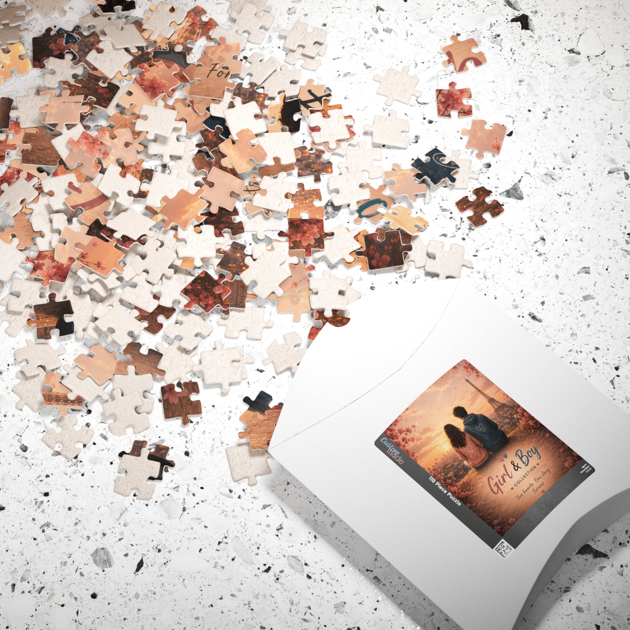 Girl & Boy Jigsaw Puzzle — 'Romantic Paris Couple' Sunset 252/520/1014-Piece